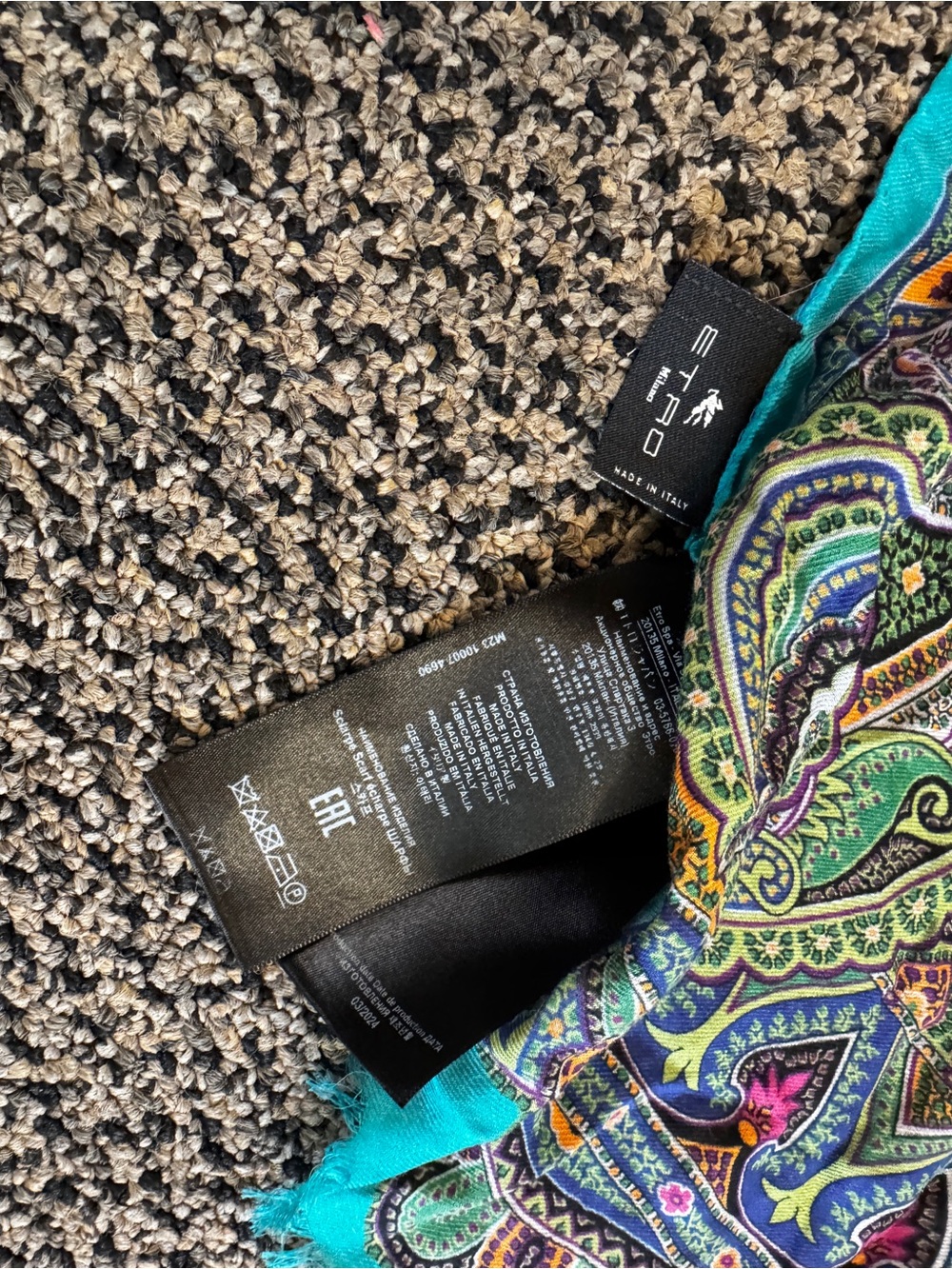 Etro Multicolor Paisley Swim Sarong with Turquoise Trim - Picture 2 of 2